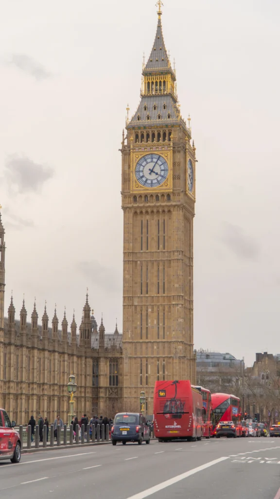Big Ben and a red double-decker bus in London